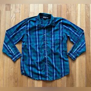 Vintage Green Plaid Saddlebrook Button-Down Shirt - Men's Large